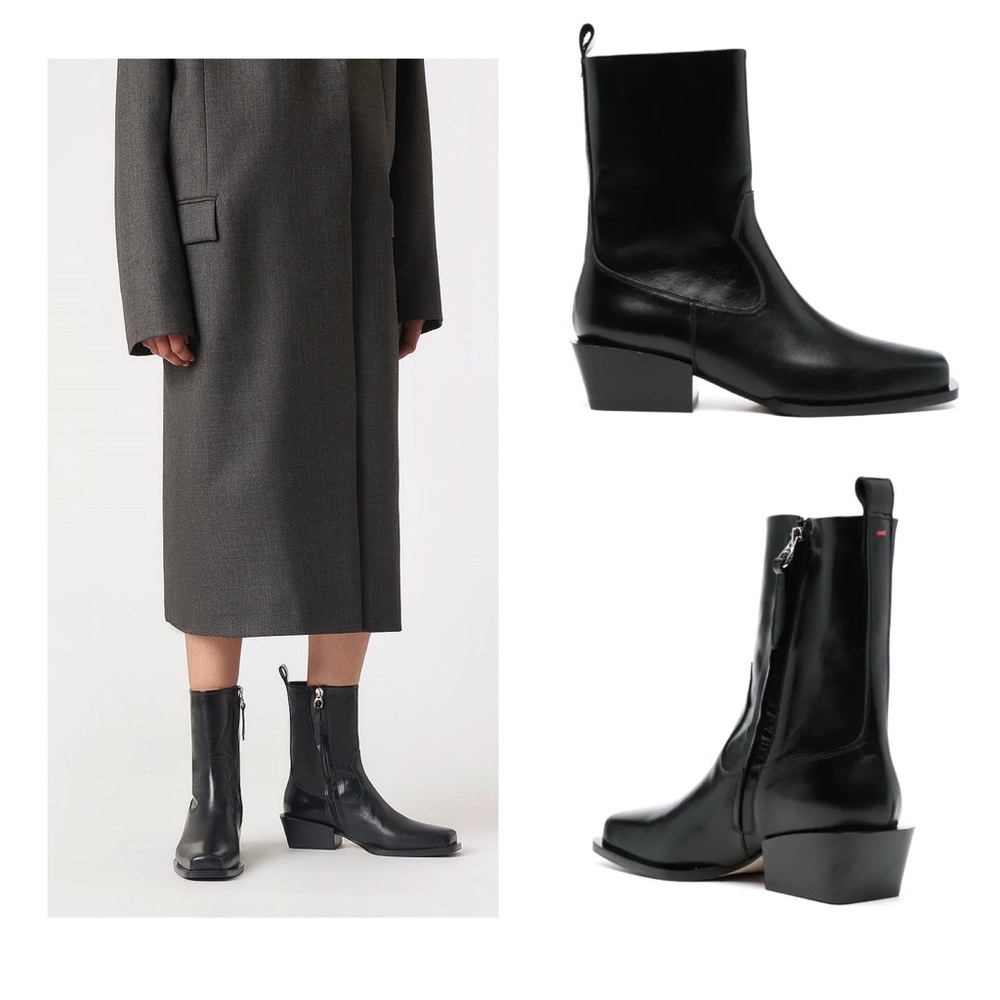 Aeyde Bill Ankle Black Leather Boots